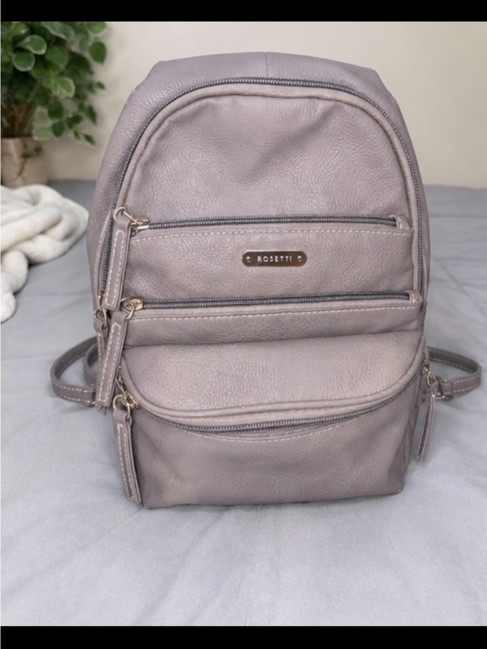 Rosetti Lavender Gray Faux Leather Backpack Purse